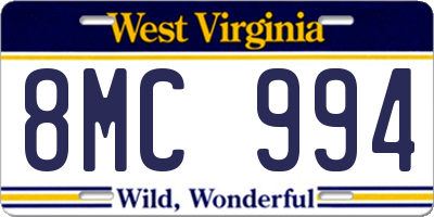 WV license plate 8MC994