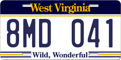 WV license plate 8MD041