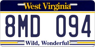 WV license plate 8MD094