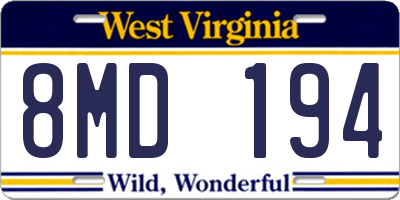 WV license plate 8MD194