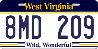 WV license plate 8MD209