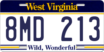 WV license plate 8MD213