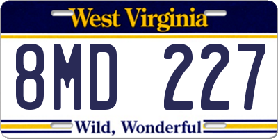 WV license plate 8MD227