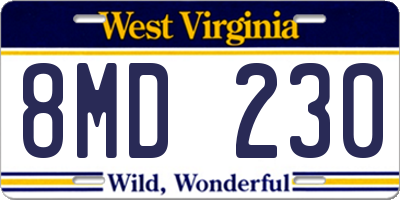 WV license plate 8MD230