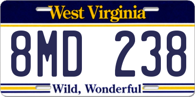WV license plate 8MD238