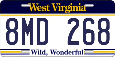 WV license plate 8MD268