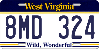 WV license plate 8MD324