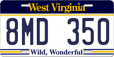 WV license plate 8MD350