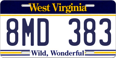 WV license plate 8MD383