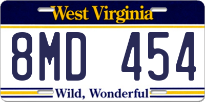 WV license plate 8MD454