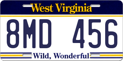 WV license plate 8MD456