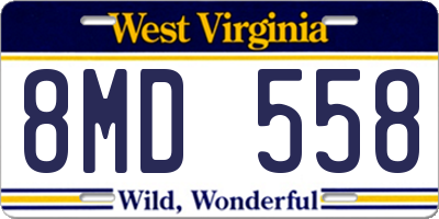 WV license plate 8MD558