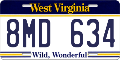 WV license plate 8MD634