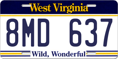 WV license plate 8MD637