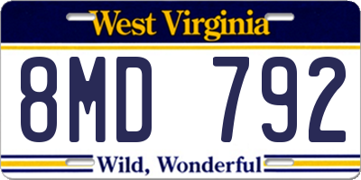 WV license plate 8MD792