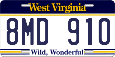 WV license plate 8MD910