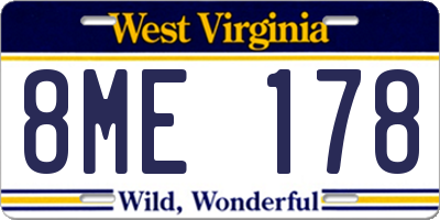 WV license plate 8ME178