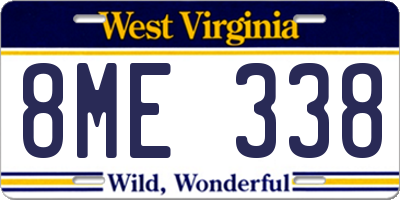 WV license plate 8ME338