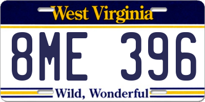 WV license plate 8ME396