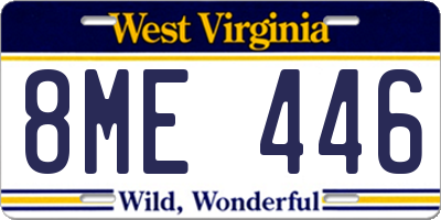 WV license plate 8ME446