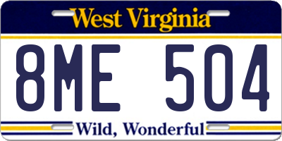 WV license plate 8ME504