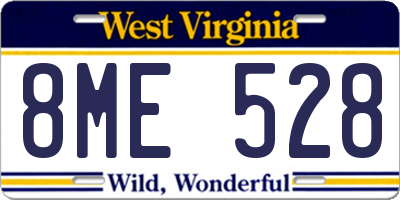 WV license plate 8ME528
