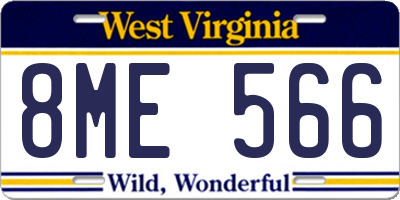 WV license plate 8ME566
