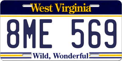 WV license plate 8ME569