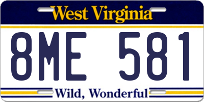 WV license plate 8ME581