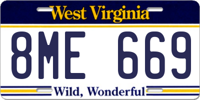 WV license plate 8ME669