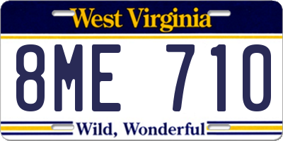 WV license plate 8ME710