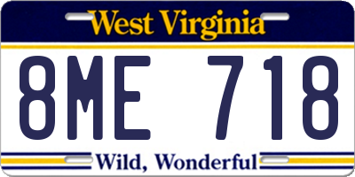 WV license plate 8ME718