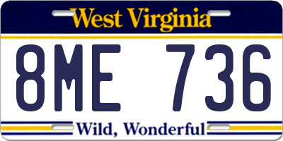 WV license plate 8ME736