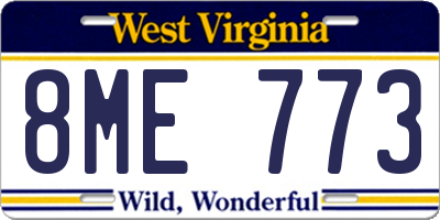 WV license plate 8ME773