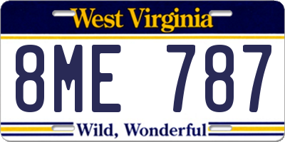 WV license plate 8ME787