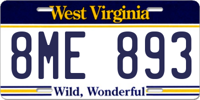 WV license plate 8ME893