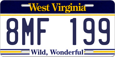 WV license plate 8MF199