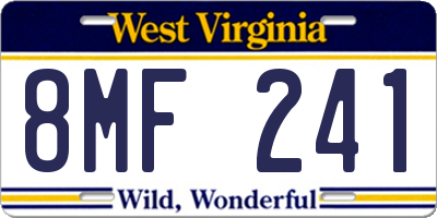 WV license plate 8MF241