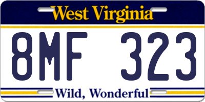 WV license plate 8MF323