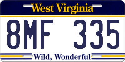 WV license plate 8MF335
