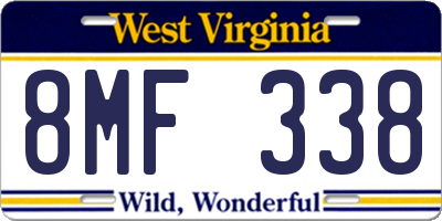 WV license plate 8MF338