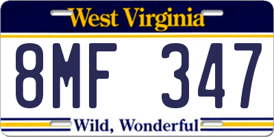 WV license plate 8MF347