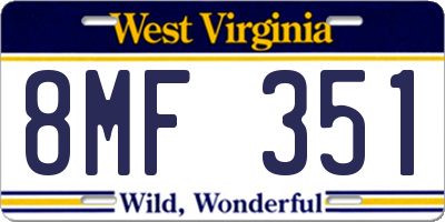 WV license plate 8MF351