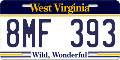 WV license plate 8MF393