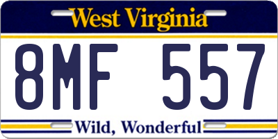 WV license plate 8MF557