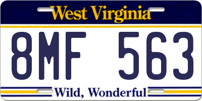 WV license plate 8MF563