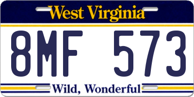 WV license plate 8MF573