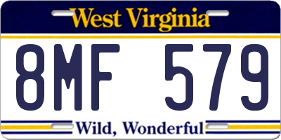 WV license plate 8MF579