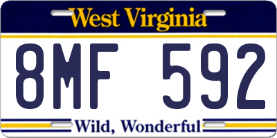 WV license plate 8MF592