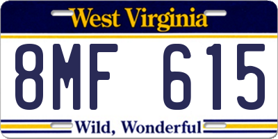 WV license plate 8MF615